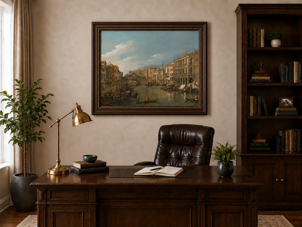 Landscape Oil Painting - Venice Grand Canal Rialto Bridge