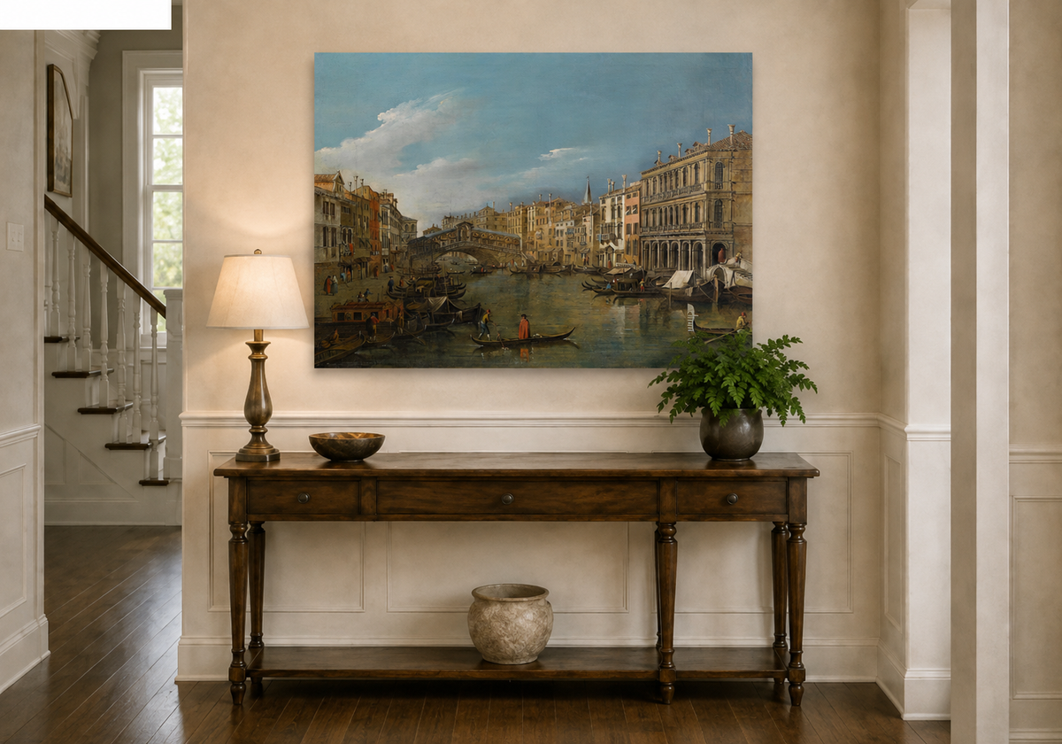 Landscape Oil Painting - Venice Grand Canal Rialto Bridge