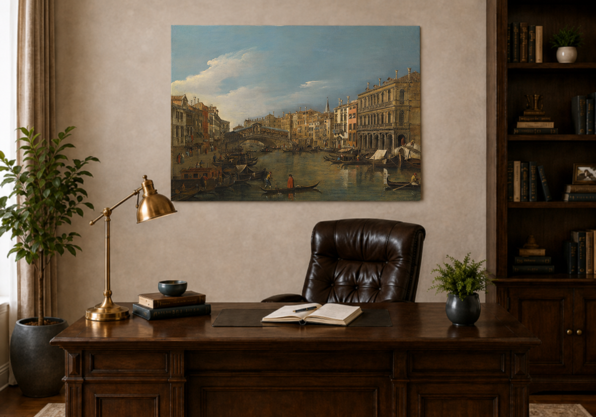 Landscape Oil Painting - Venice Grand Canal Rialto Bridge