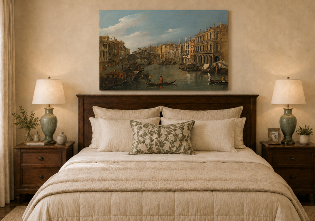 Landscape Oil Painting - Venice Grand Canal Rialto Bridge