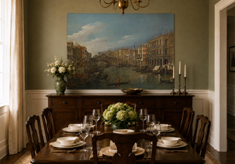 Landscape Oil Painting - Venice Grand Canal Rialto Bridge