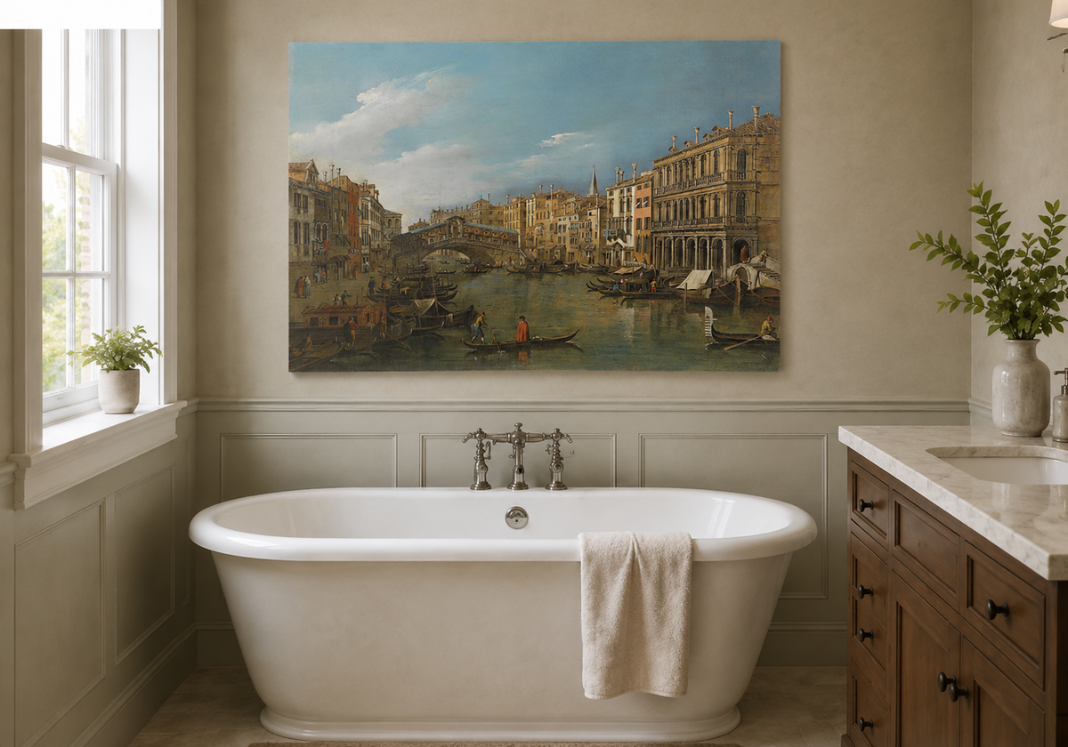 Landscape Oil Painting - Venice Grand Canal Rialto Bridge