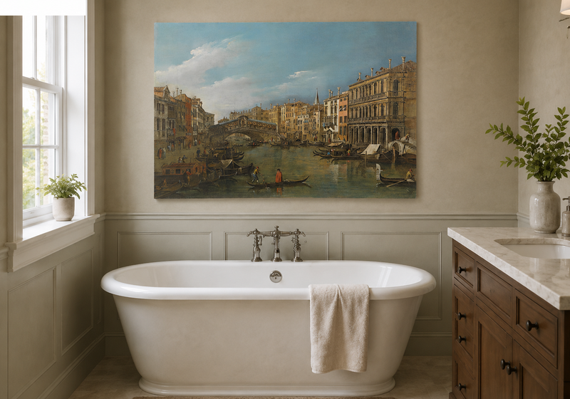 Landscape Oil Painting - Venice Grand Canal Rialto Bridge