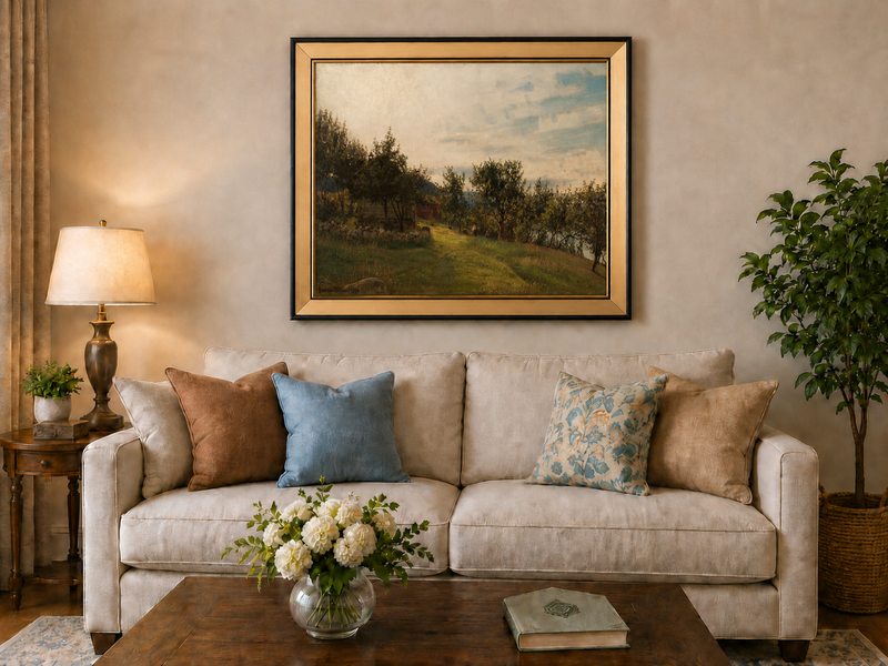 Landscape Oil Painting - Sunny Countryside Path and Trees