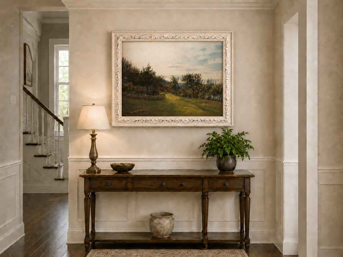 Landscape Oil Painting - Sunny Countryside Path and Trees