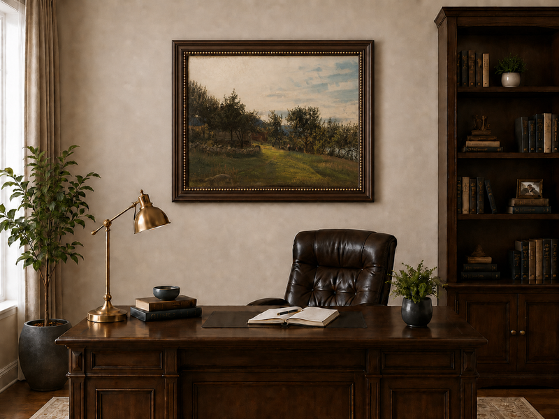 Landscape Oil Painting - Sunny Countryside Path and Trees