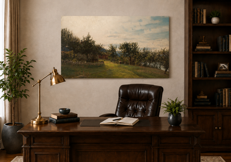 Landscape Oil Painting - Sunny Countryside Path and Trees