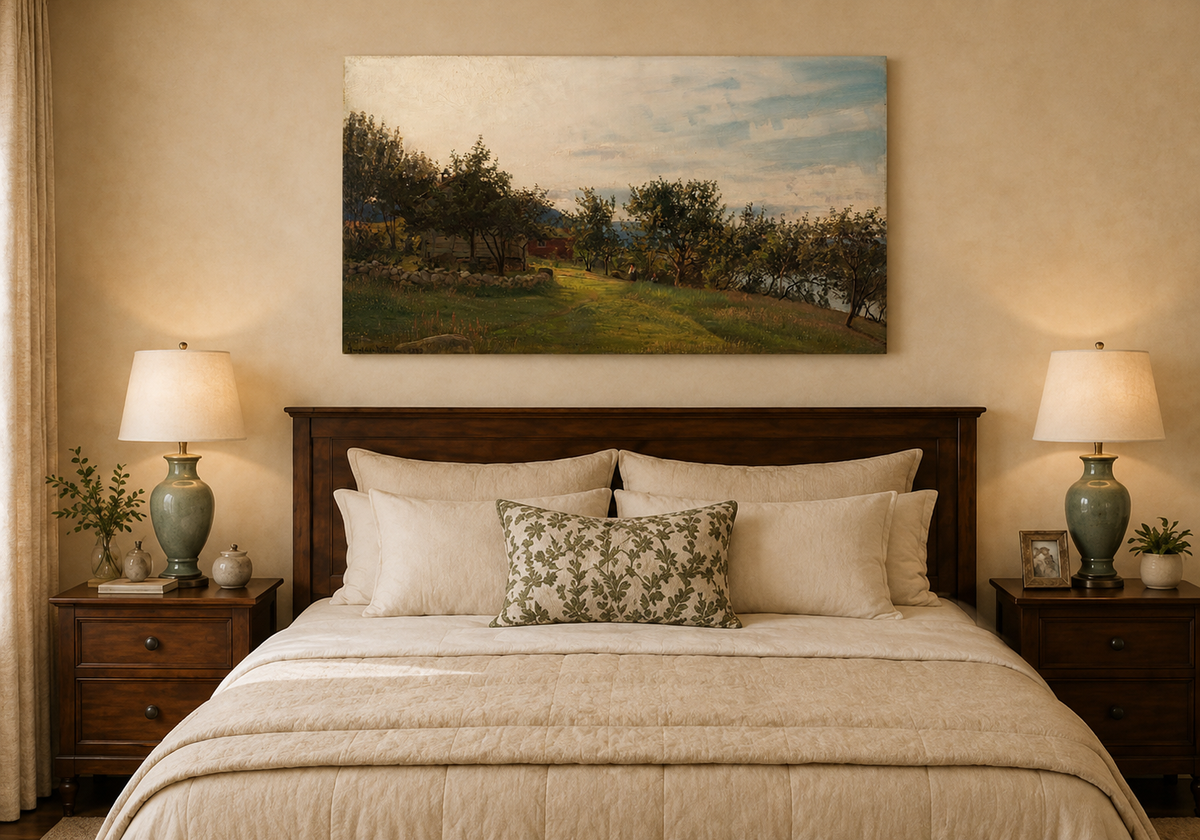 Landscape Oil Painting - Sunny Countryside Path and Trees