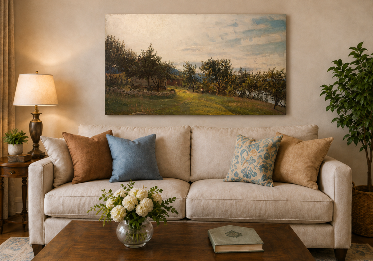 Landscape Oil Painting - Sunny Countryside Path and Trees