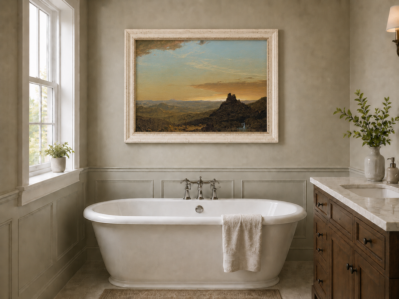 Landscape Oil Painting - Dusk Mountain & Olitary Peak