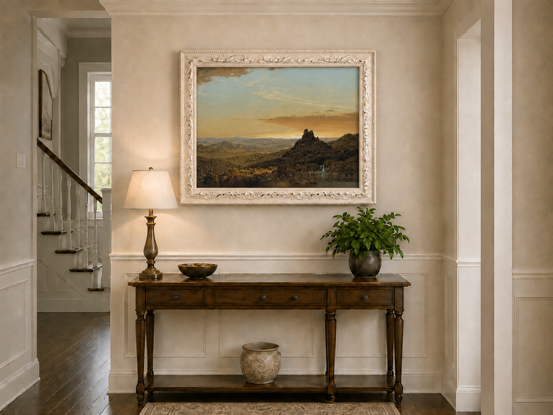 Landscape Oil Painting - Dusk Mountain & Olitary Peak