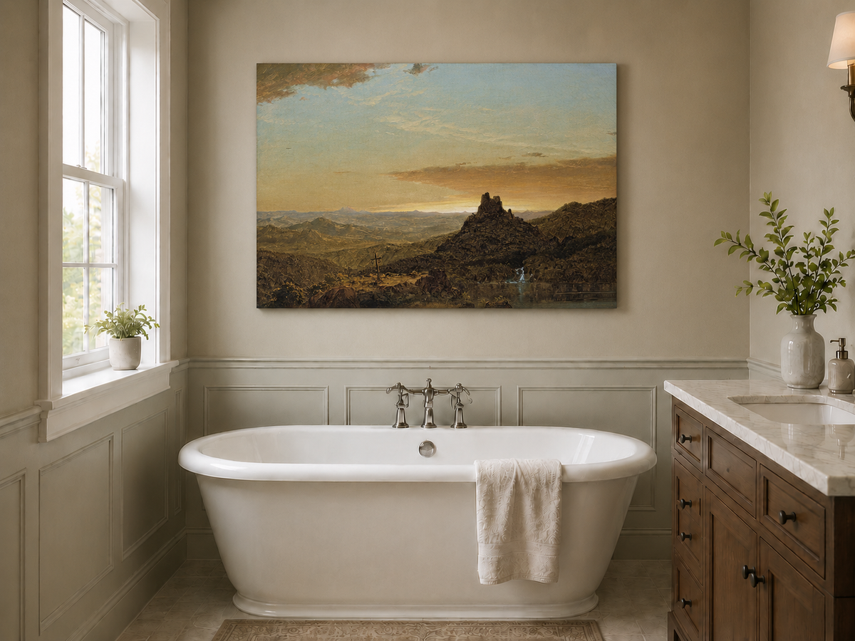 Landscape Oil Painting - Dusk Mountain & Olitary Peak