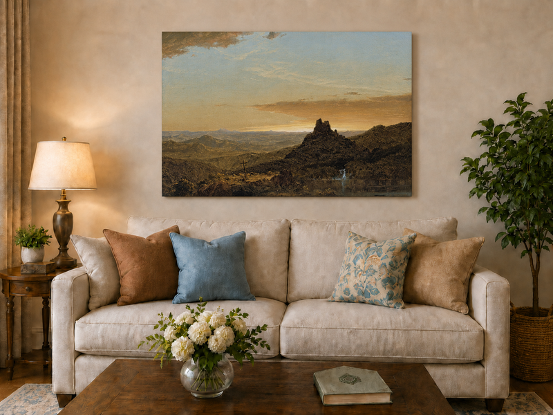 Landscape Oil Painting - Dusk Mountain & Olitary Peak