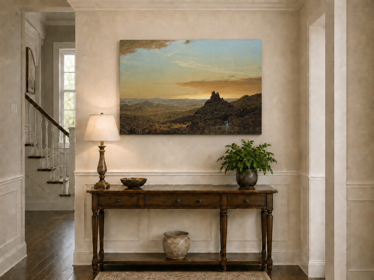 Landscape Oil Painting - Dusk Mountain & Olitary Peak