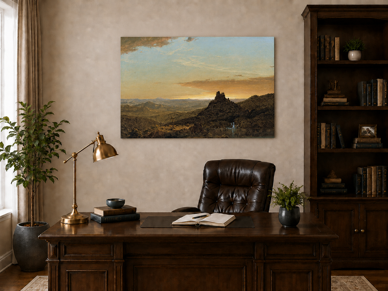 Landscape Oil Painting - Dusk Mountain & Olitary Peak