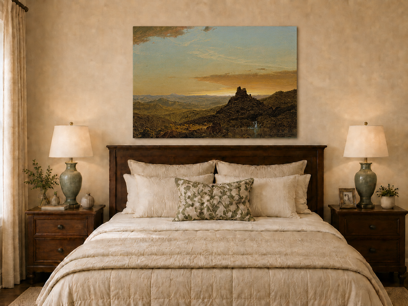 Landscape Oil Painting - Dusk Mountain & Olitary Peak