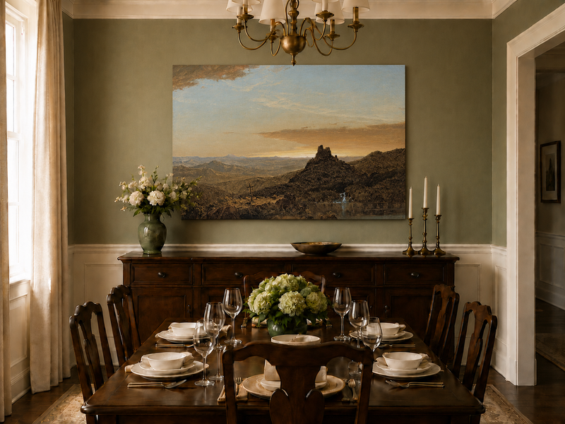 Landscape Oil Painting - Dusk Mountain & Olitary Peak