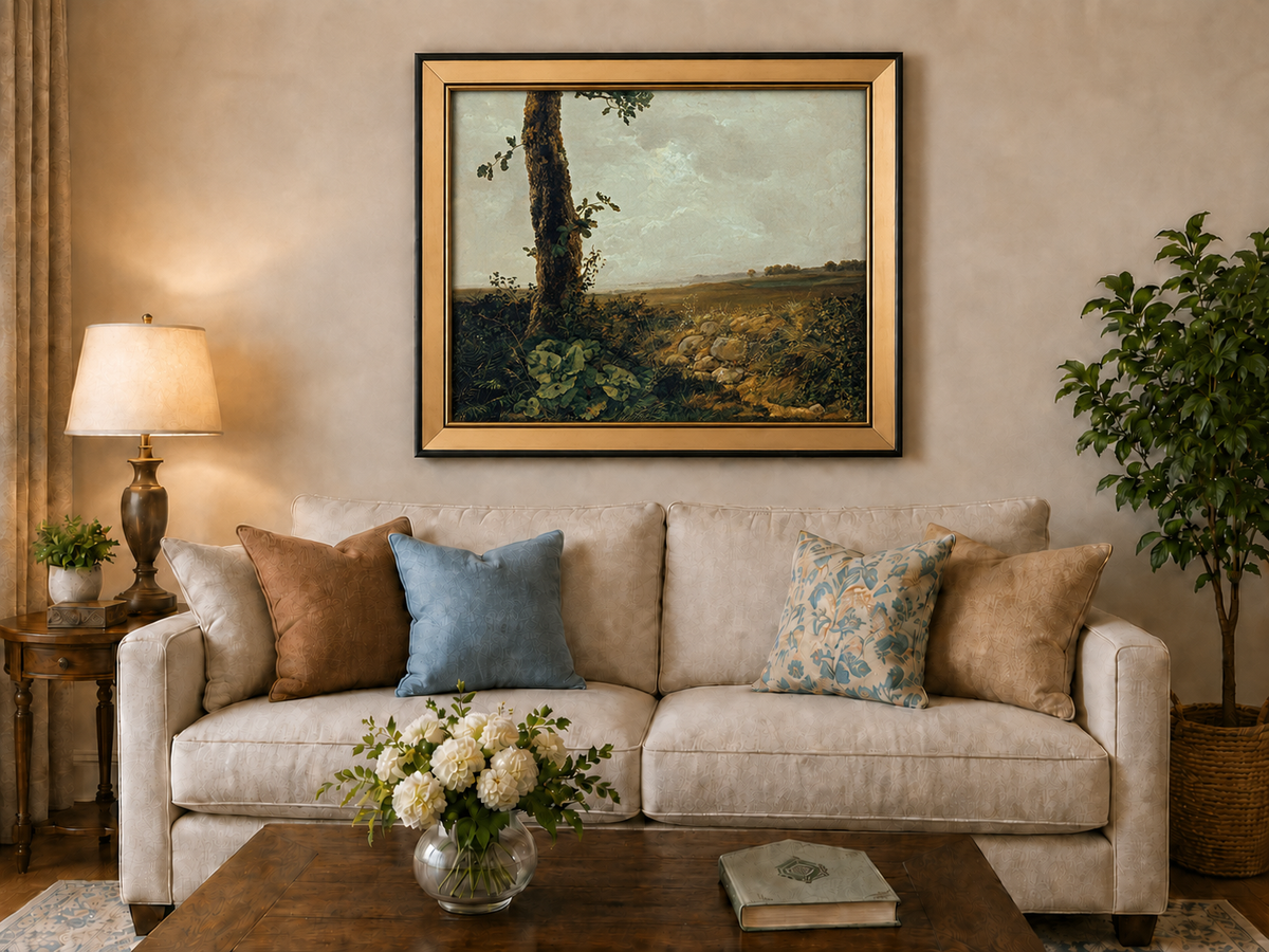 Landscape Oil Painting - Countryside Tree & Rolling Hills