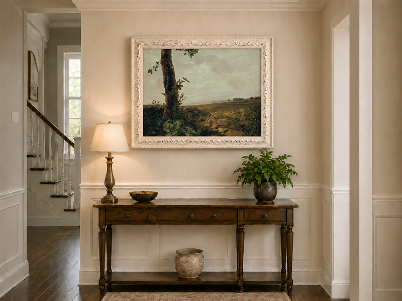 Landscape Oil Painting - Countryside Tree & Rolling Hills