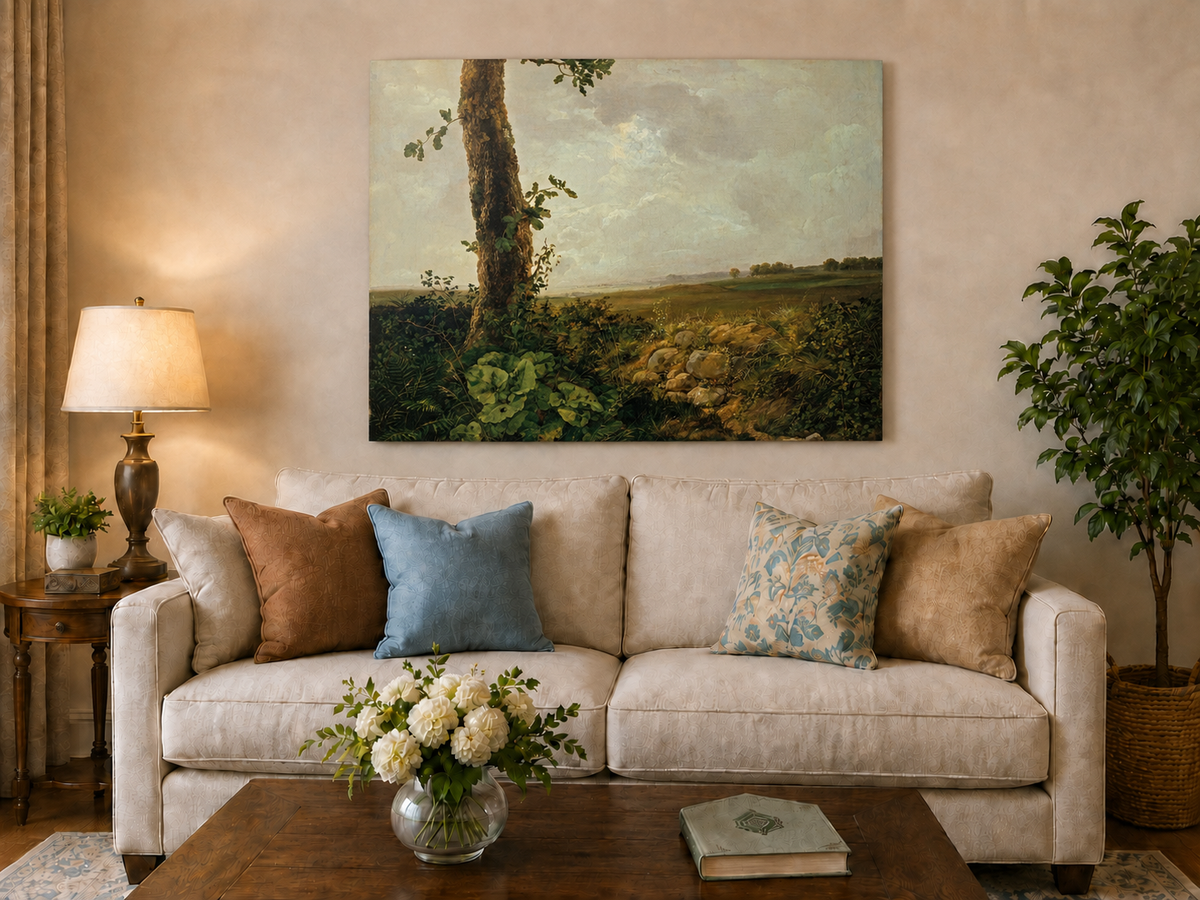 Landscape Oil Painting - Countryside Tree & Rolling Hills