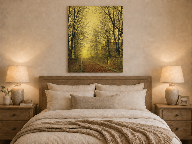 Landscape Oil Painting - Autumn Avenue with Trees and Figure