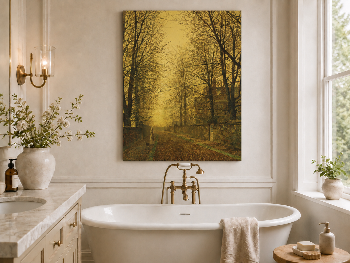 Landscape Oil Painting - Autumn Avenue with Trees and Figure