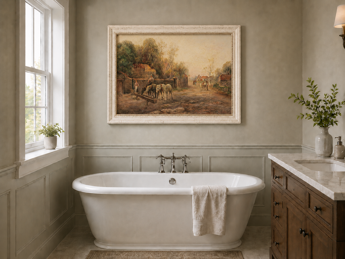 Landscape Oil Painting - Rural Village Lane
