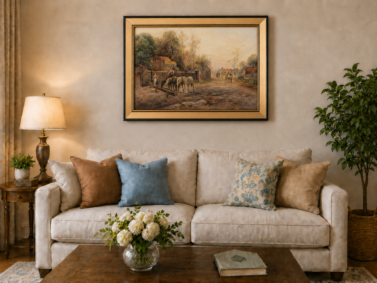 Landscape Oil Painting - Rural Village Lane