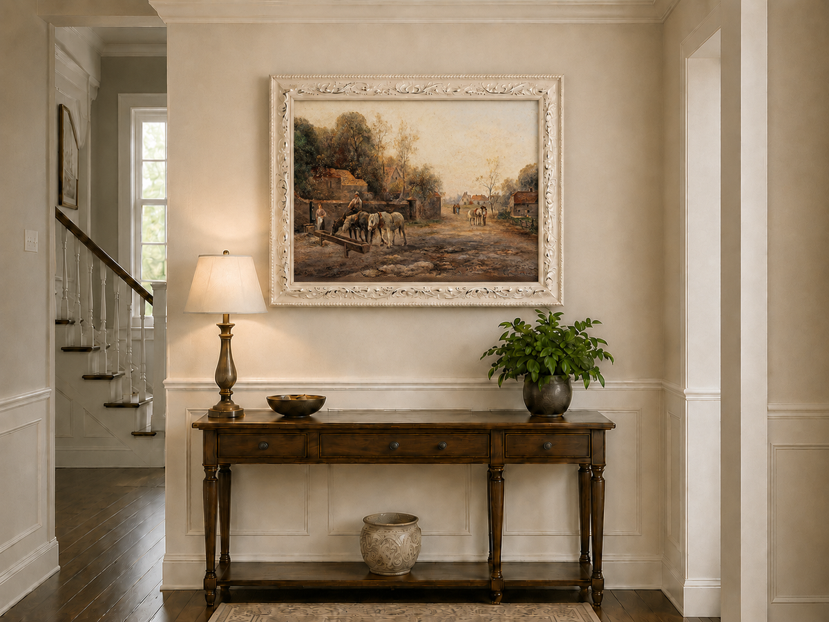Landscape Oil Painting - Rural Village Lane