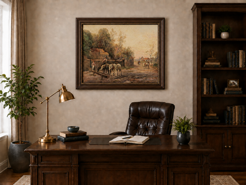Landscape Oil Painting - Rural Village Lane