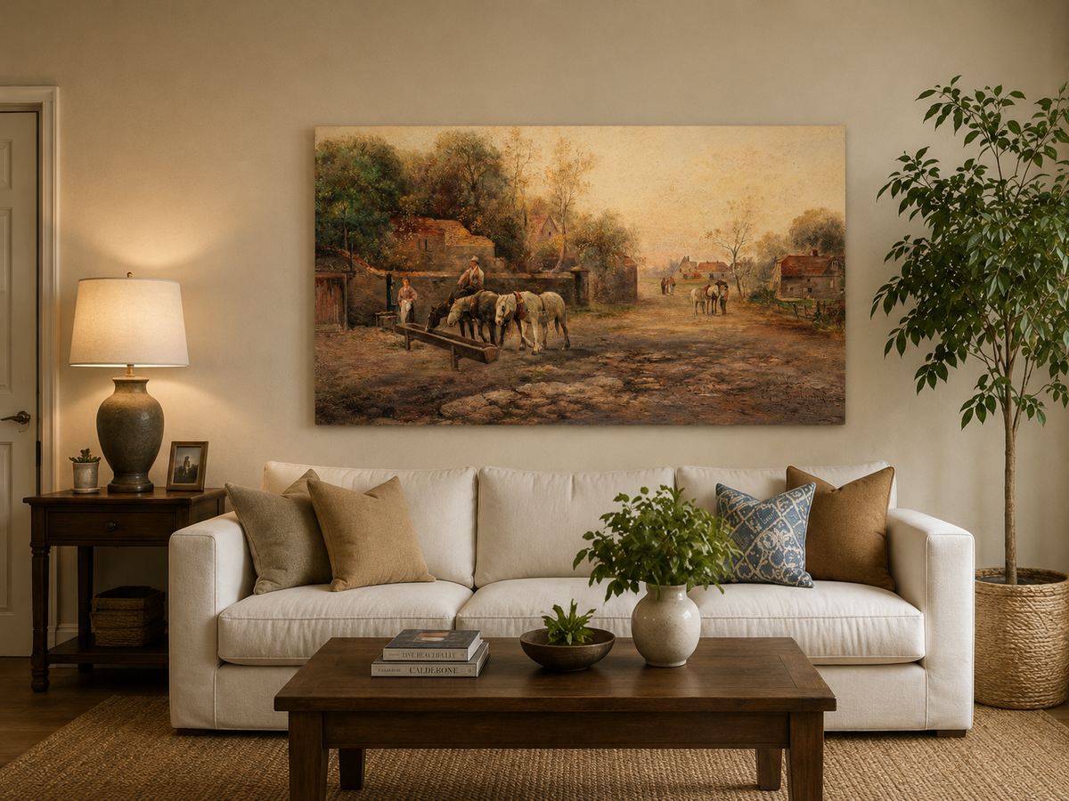 Landscape Oil Painting - Rural Village Lane