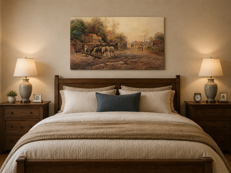 Landscape Oil Painting - Rural Village Lane