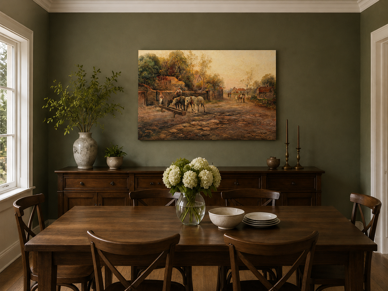 Landscape Oil Painting - Rural Village Lane