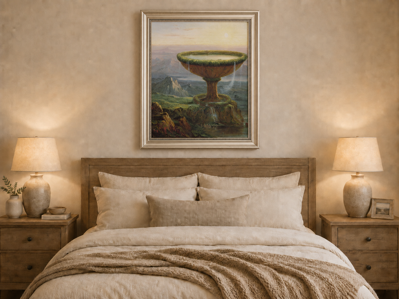 Landscape Oil Painting - Fantastical Giant Urn Landscape