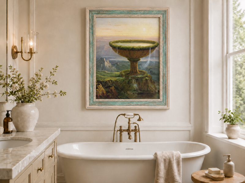 Landscape Oil Painting - Fantastical Giant Urn Landscape