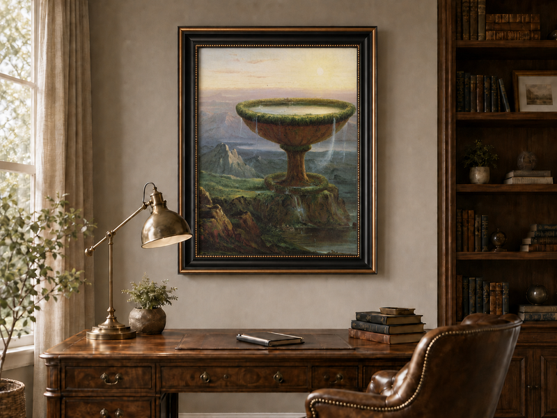 Landscape Oil Painting - Fantastical Giant Urn Landscape