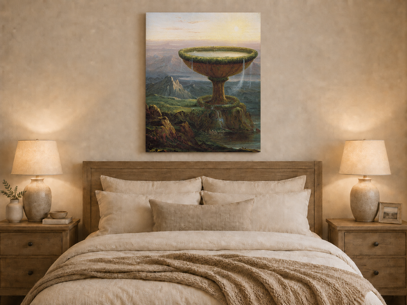 Landscape Oil Painting - Fantastical Giant Urn Landscape