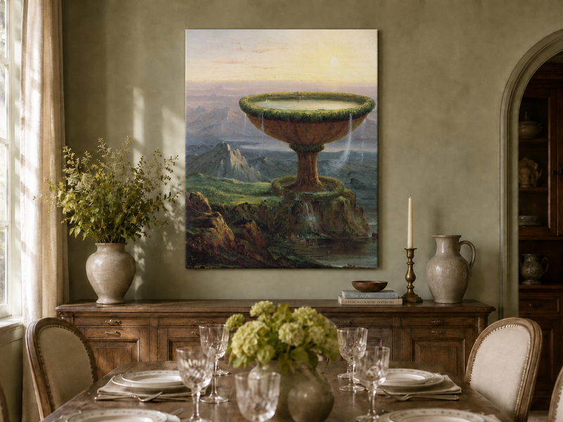 Landscape Oil Painting - Fantastical Giant Urn Landscape