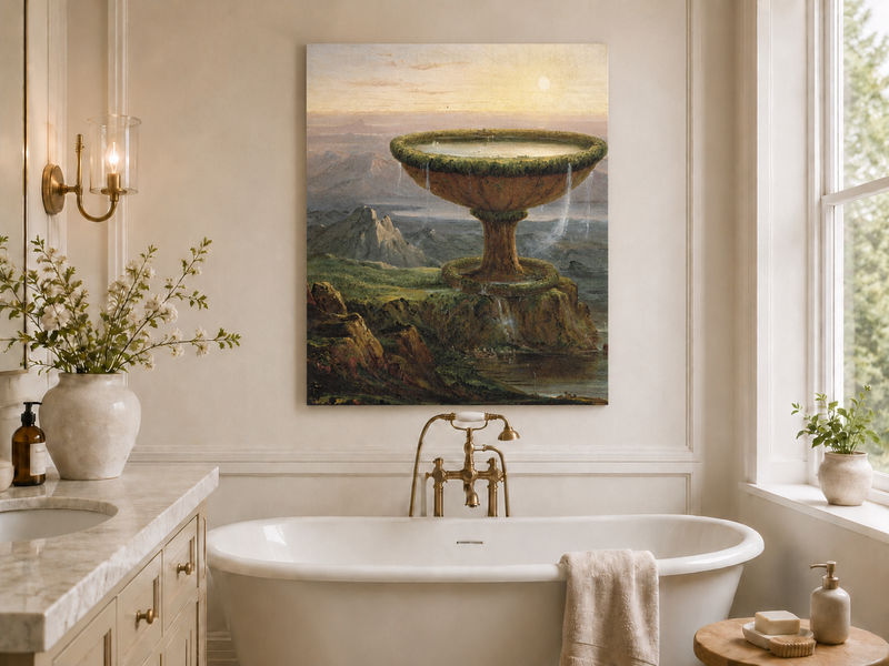 Landscape Oil Painting - Fantastical Giant Urn Landscape
