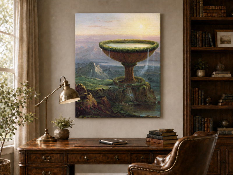 Landscape Oil Painting - Fantastical Giant Urn Landscape
