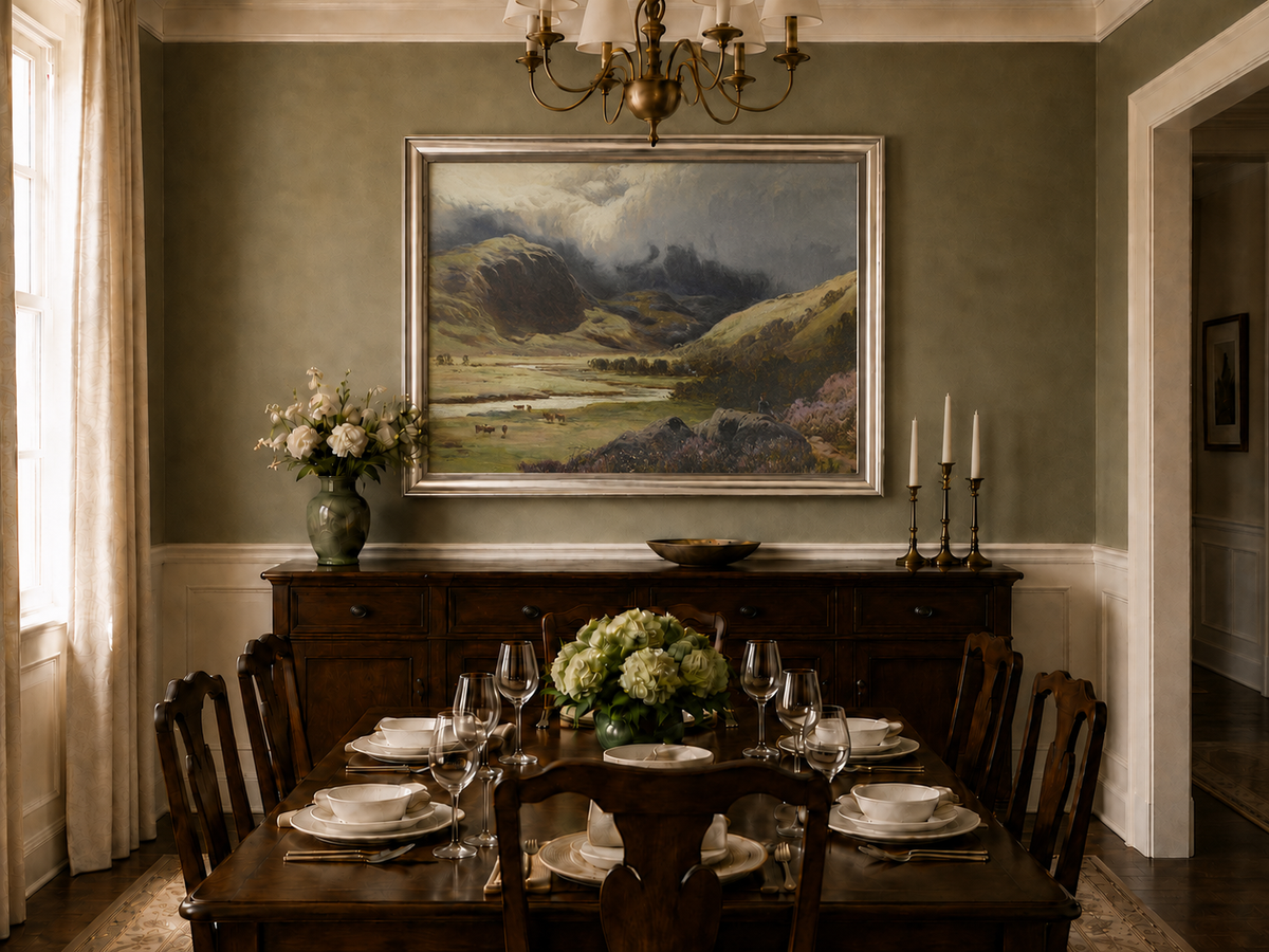 Landscape Oil Painting - Storm Clouds Over Highland Valley Cattle