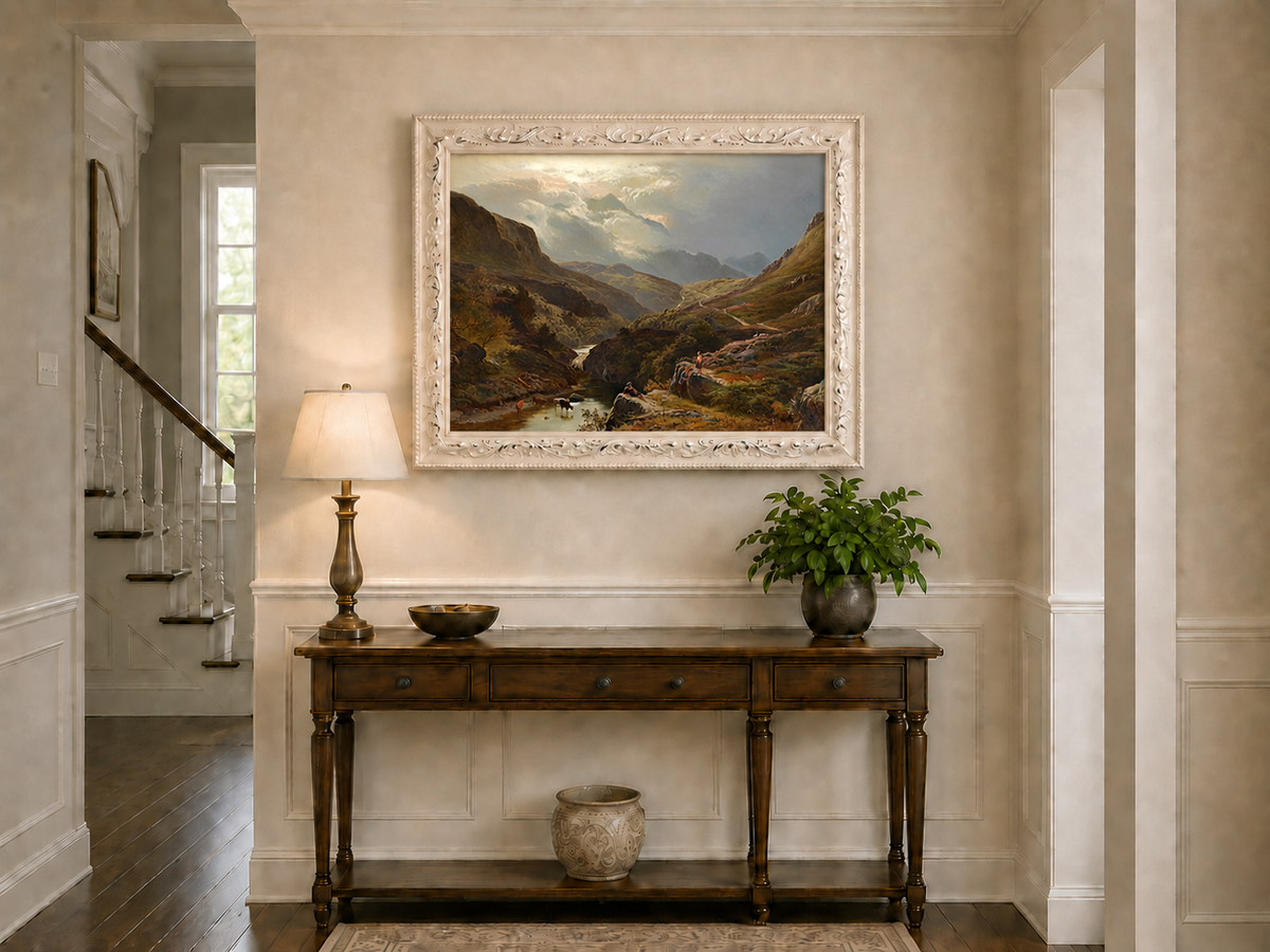 Landscape Oil Painting - Figures in a Mountain Valley