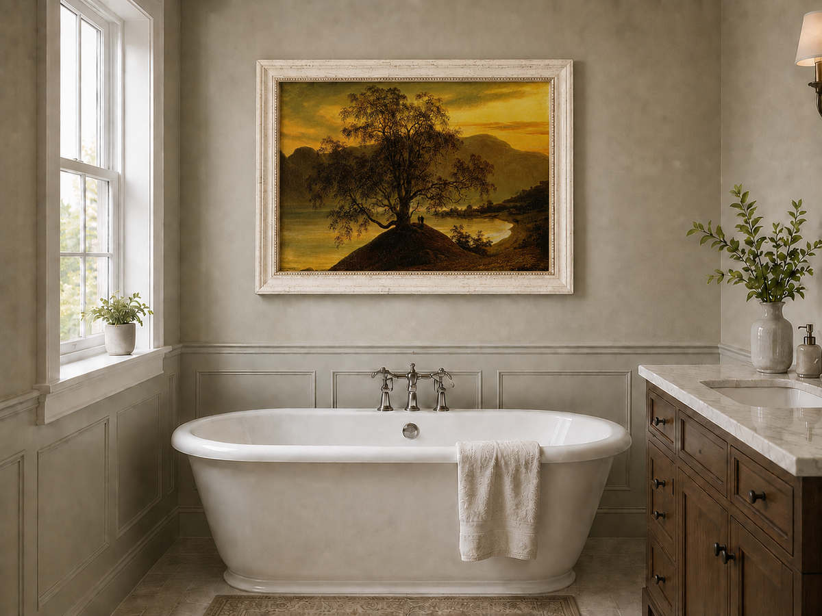 Landscape Oil Painting - Old Birch Tree by Golden Sognefjord