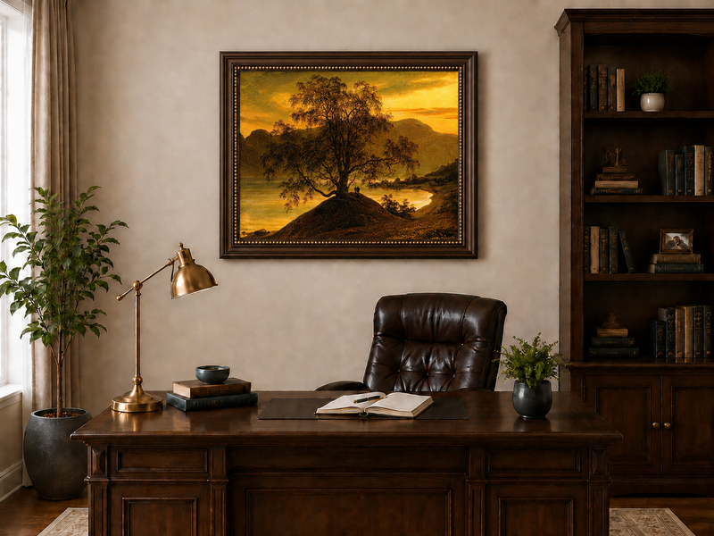 Landscape Oil Painting - Old Birch Tree by Golden Sognefjord
