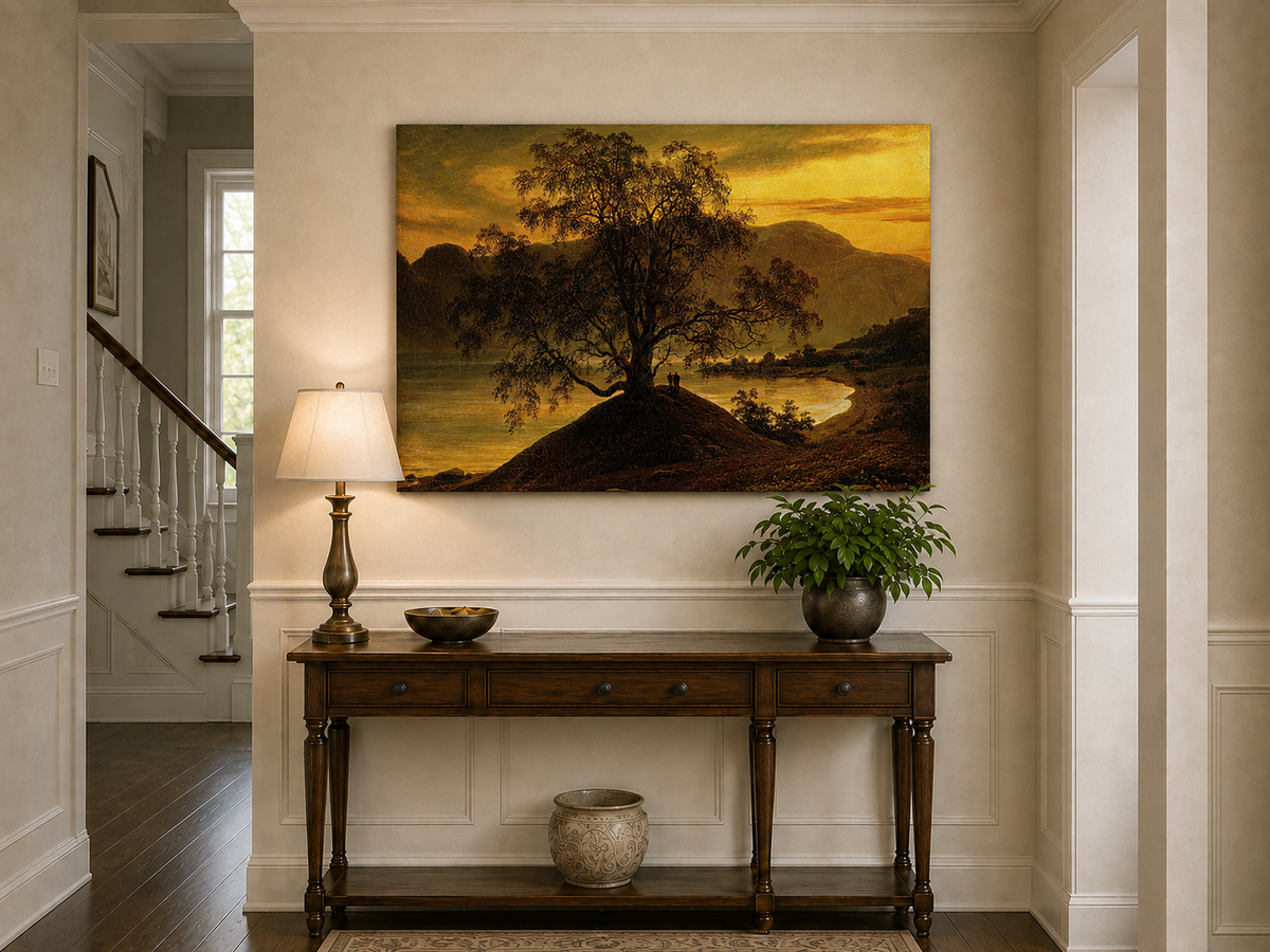 Landscape Oil Painting - Old Birch Tree by Golden Sognefjord