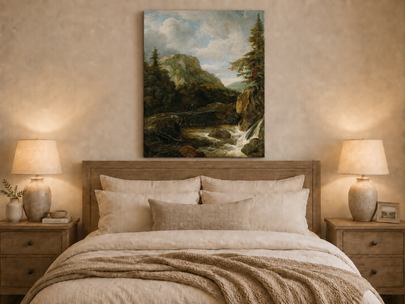 Landscape Oil Painting - Mountain Stream with Bridge