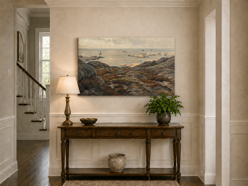 Peinture à l'huile de paysage - Marine côtière rocheuse