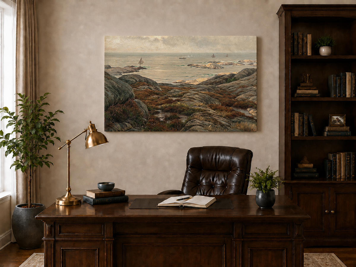 Peinture à l'huile de paysage - Marine côtière rocheuse