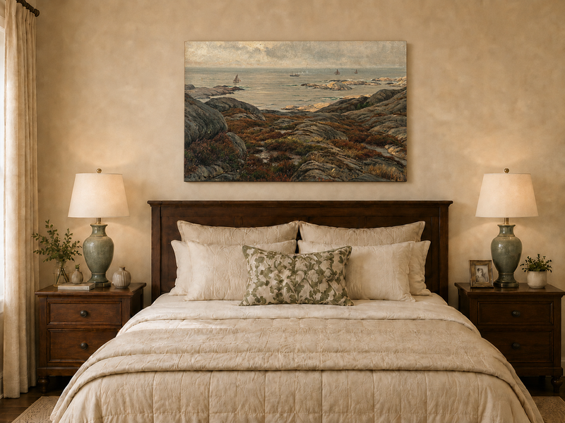 Peinture à l'huile de paysage - Marine côtière rocheuse
