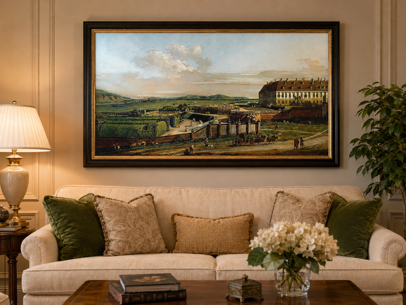 Landscape Oil Painting - Schlosshof Palace, Baroque Garden View